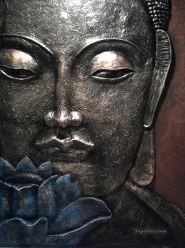 銀の仏頭 仏教 Oil Paintings